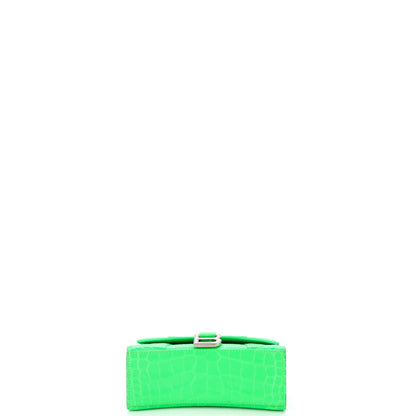 Hourglass Top Handle Bag Crocodile Embossed Leather XS