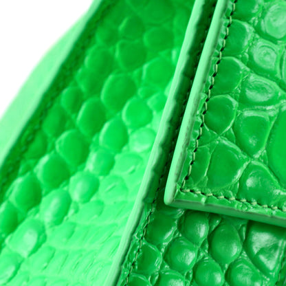 Hourglass Top Handle Bag Crocodile Embossed Leather XS