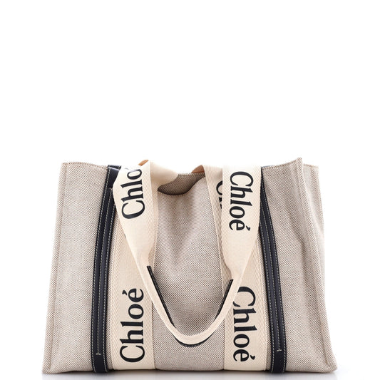 Woody Tote Canvas with Leather Medium