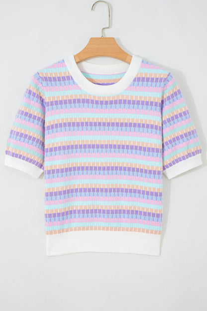 Threaded Pear Ailany Knit Short Sleeve Sweater