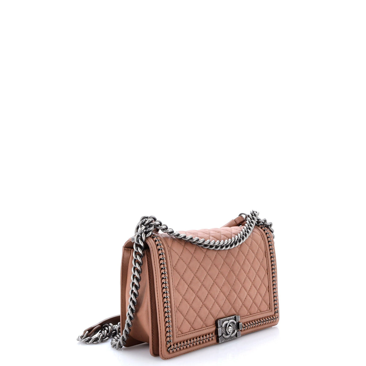 Chain Handle Boy Flap Bag Quilted Calfskin New Medium
