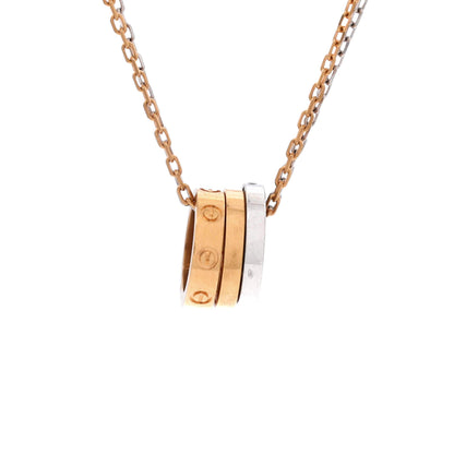 Love 3 Ring Pendant Necklace 18K Rose Gold and 18K White Gold with 6 Diamonds