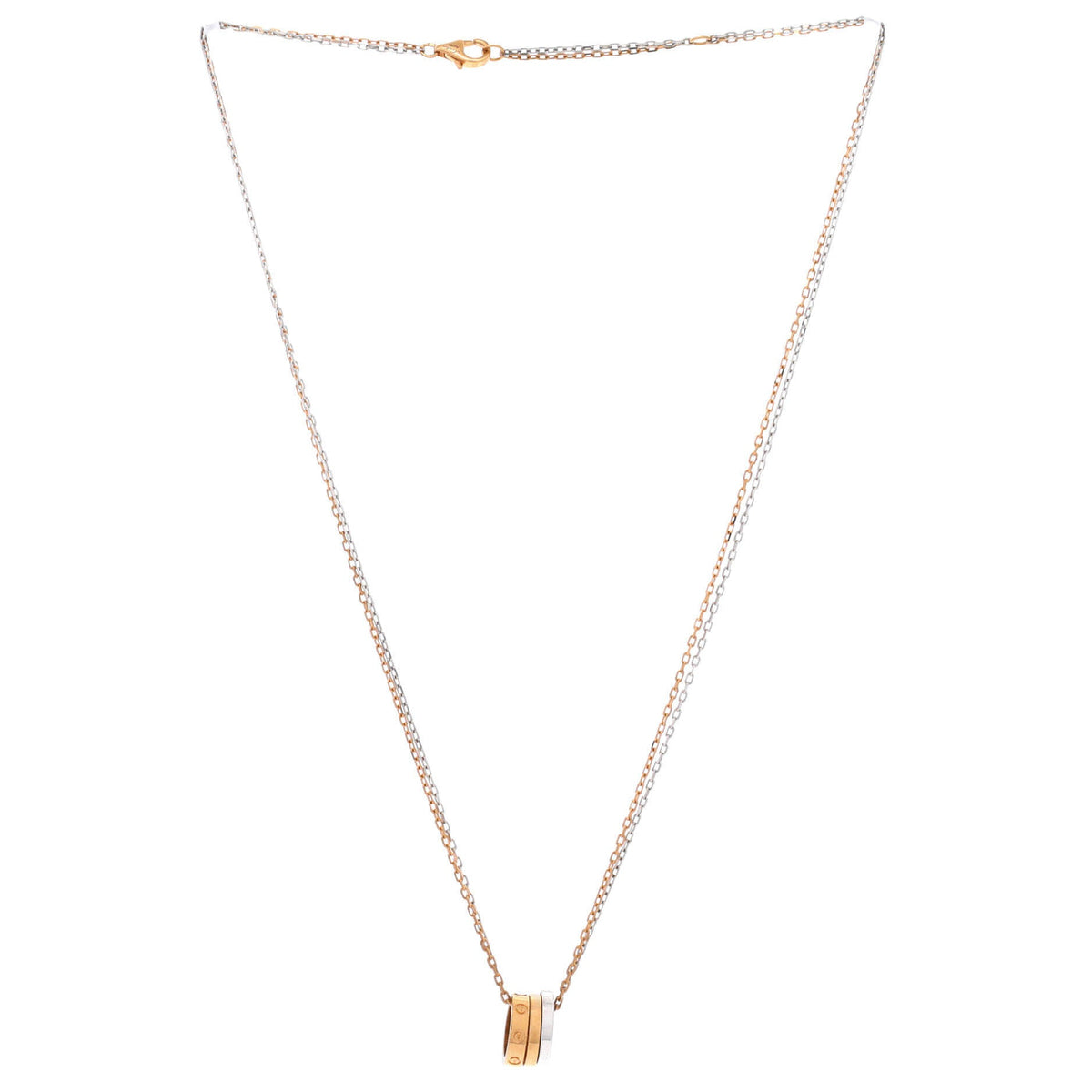 Love 3 Ring Pendant Necklace 18K Rose Gold and 18K White Gold with 6 Diamonds