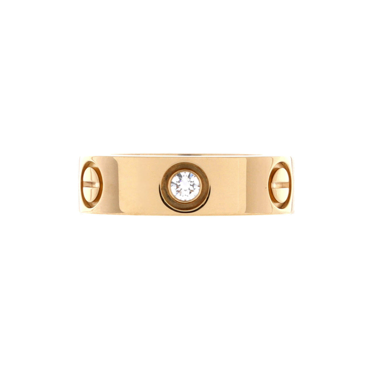 Love 3 Diamonds Band Ring 18K Yellow Gold with Diamonds