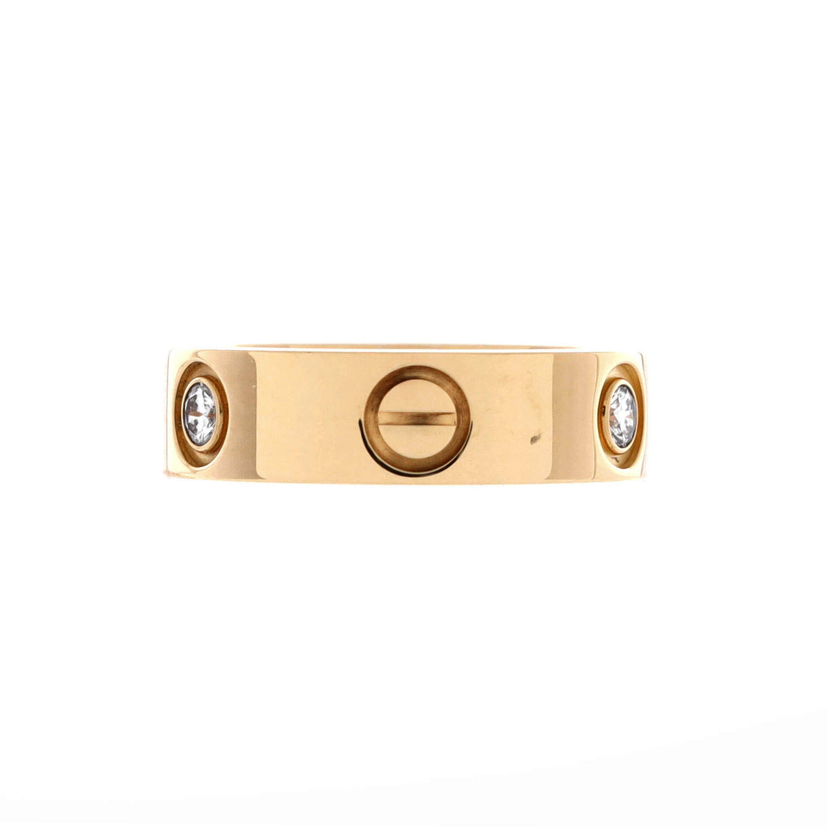 Love 3 Diamonds Band Ring 18K Yellow Gold with Diamonds