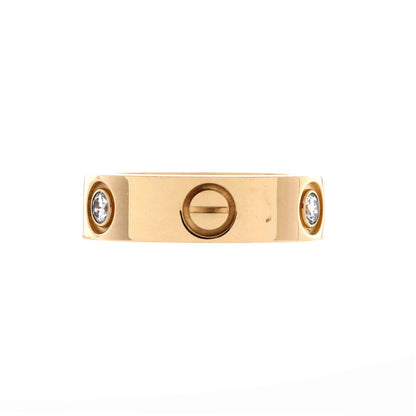 Love 3 Diamonds Band Ring 18K Yellow Gold with Diamonds
