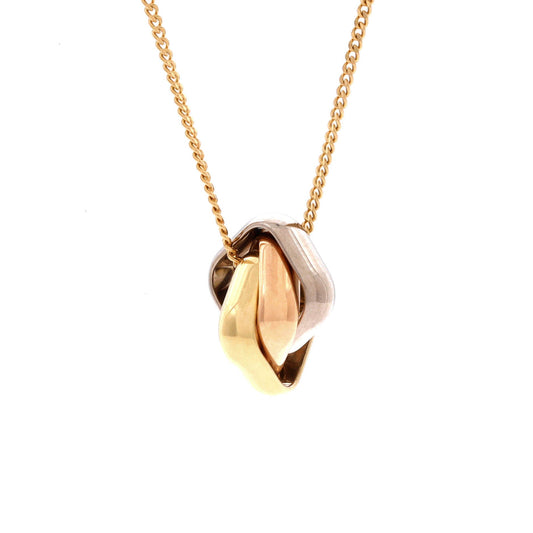 Trinity Cushion Pendant Necklace 18K Tricolor Gold