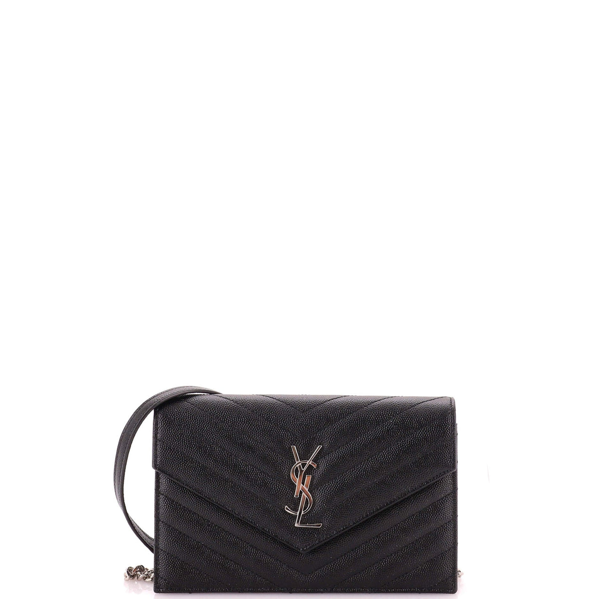 Classic Monogram Wallet on Chain Matelasse Chevron Leather Small