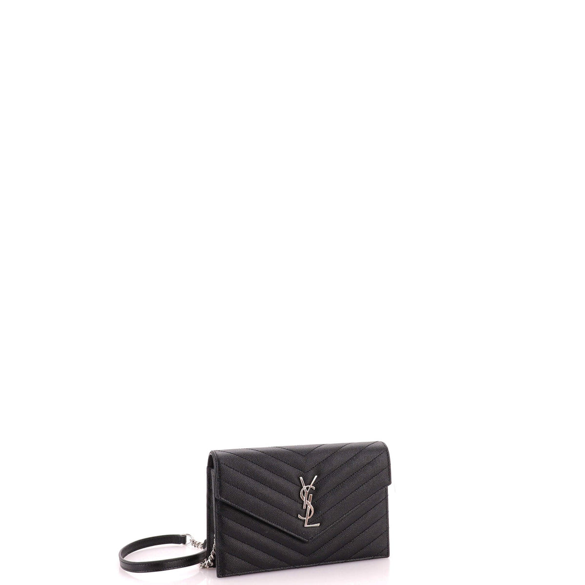 Classic Monogram Wallet on Chain Matelasse Chevron Leather Small