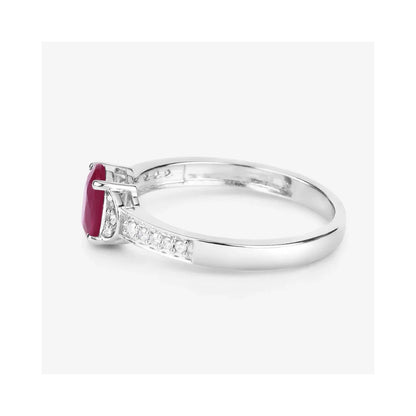 0.85 Ct Oval Pink Ruby Diamond Prong 10K Gold Pave Bridge Ring