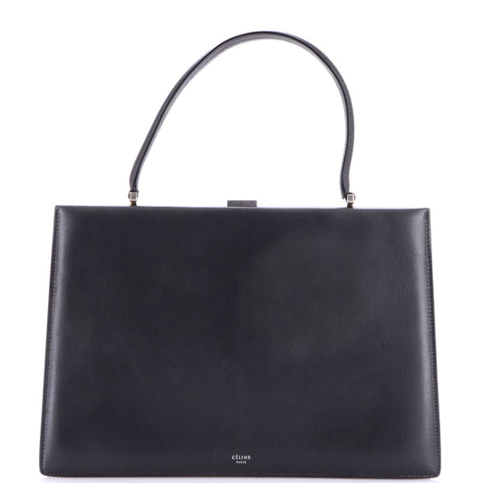 Clasp Top Handle Bag Leather Medium