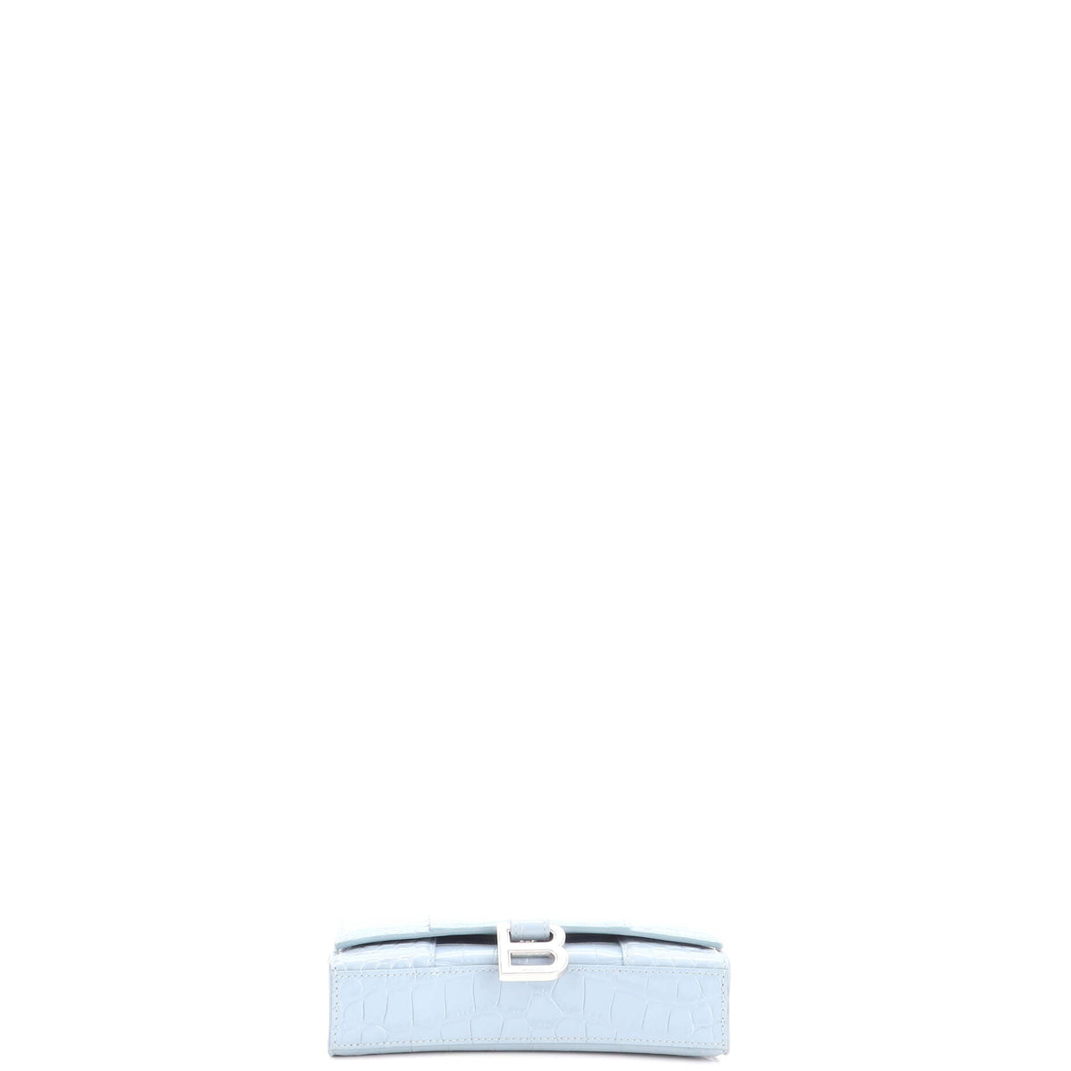 Hourglass Chain Wallet Crocodile Embossed Leather