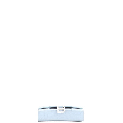 Hourglass Chain Wallet Crocodile Embossed Leather
