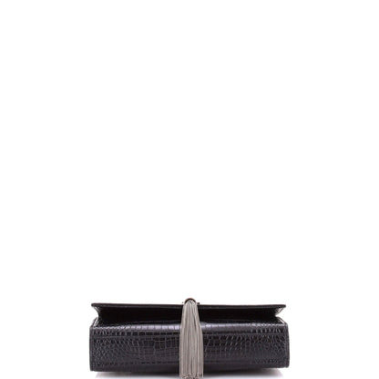 Classic Monogram Tassel Crossbody Bag Crocodile Embossed Leather Medium