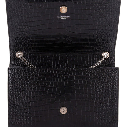 Classic Monogram Tassel Crossbody Bag Crocodile Embossed Leather Medium