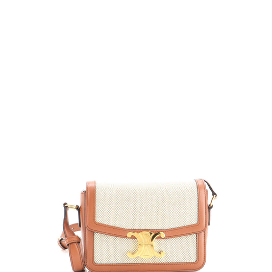 Triomphe Shoulder Bag Canvas with Leather Teen