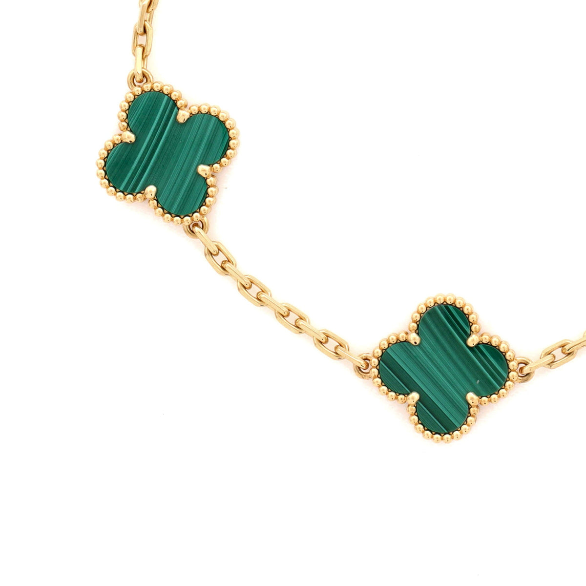 Vintage Alhambra 5 Motifs Bracelet 18K Yellow Gold and Malachite