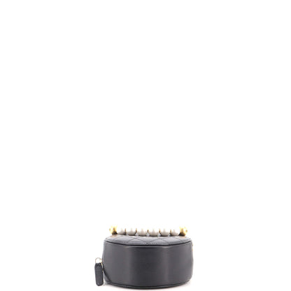Chic Pearls Round Clutch with Chain Quilted Lambskin