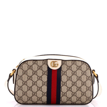 Ophidia Camera Shoulder Bag GG Coated Canvas with Leather Small