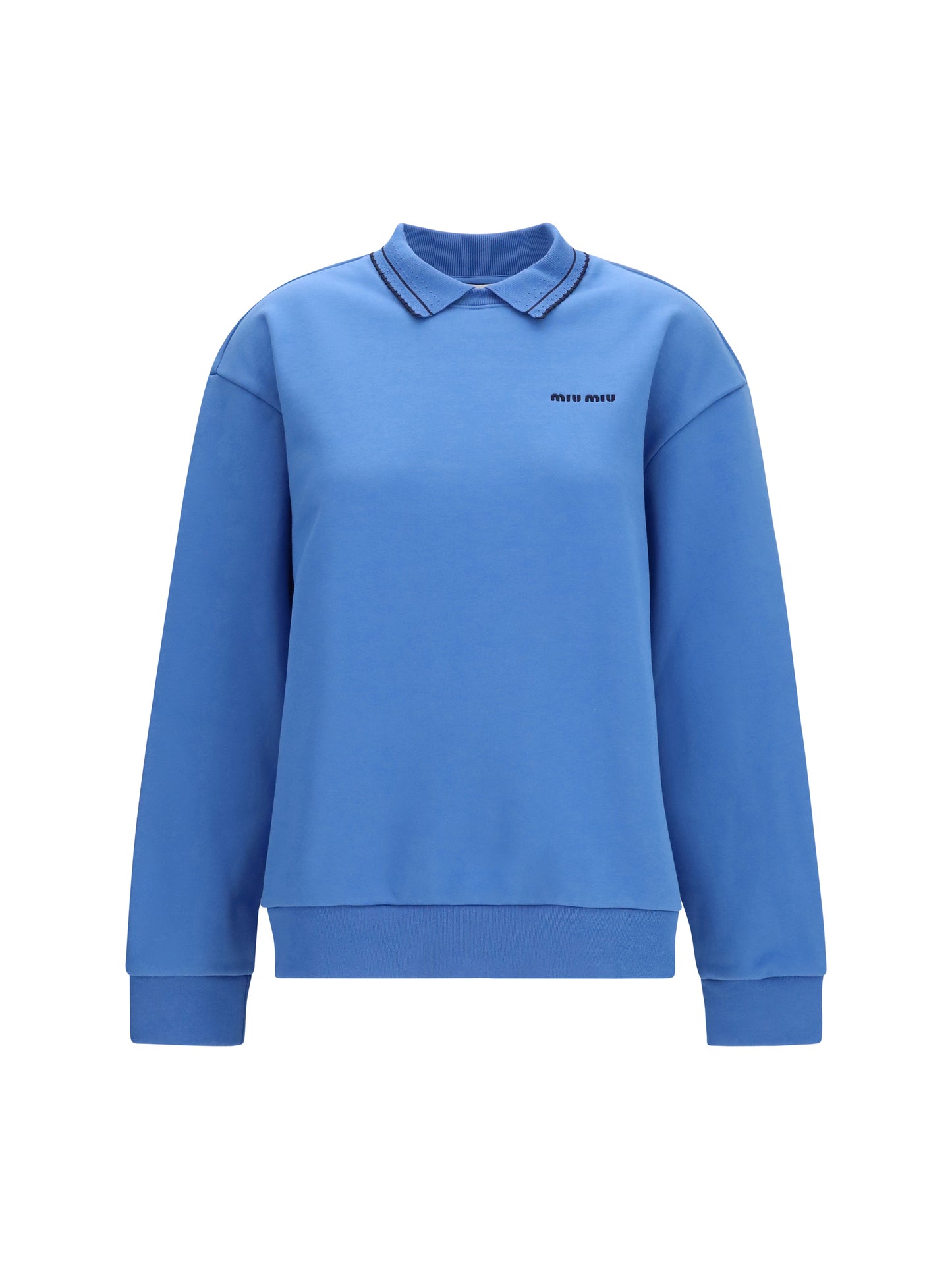 Crewneck Sweatshirt With Collar Light Blue