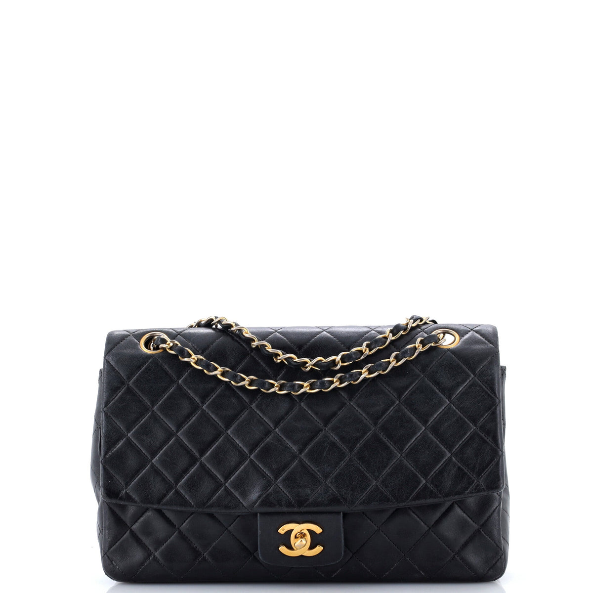 Vintage CC Chain Flap Bag Quilted Lambskin Large
