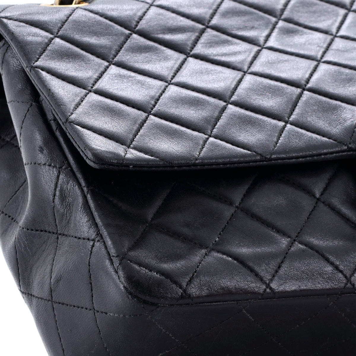 Vintage CC Chain Flap Bag Quilted Lambskin Large