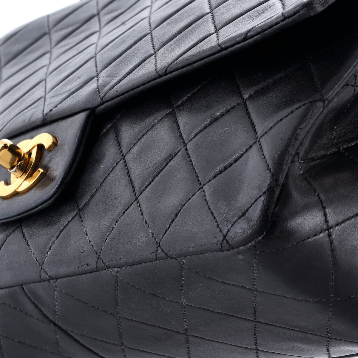 Vintage CC Chain Flap Bag Quilted Lambskin Large