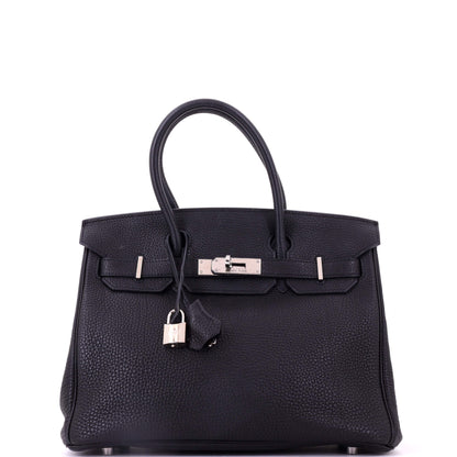 Birkin Handbag Noir Togo with Palladium Hardware 30
