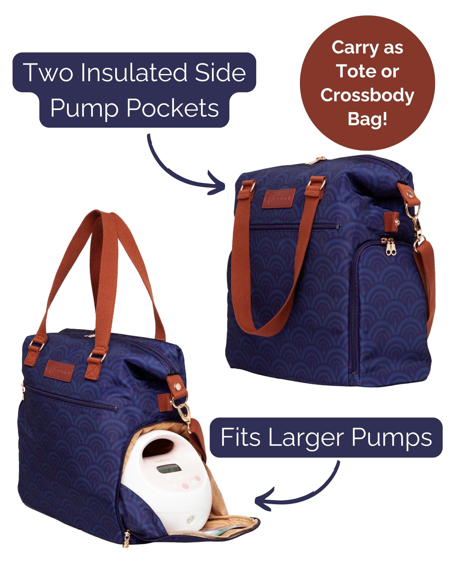 Sarah Wells Lizzy Breast Pump Tote – Lightweight, Easy-Clean Bag with Insulated Pocket, Laptop Sleeve & Side Storage – Fits Pumps & More