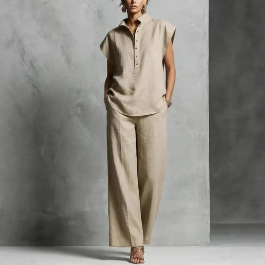 Women's Casual Sleeveless Top & Full-Length Pants Two-Piece Set
