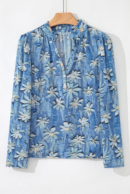 Threaded Pear Sarajana Half Placket Collared Blouse