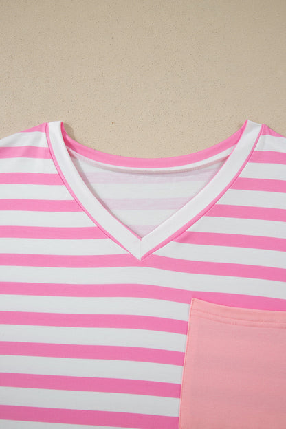 Ivanna Stripe Colorblock Patched PLUS Tee