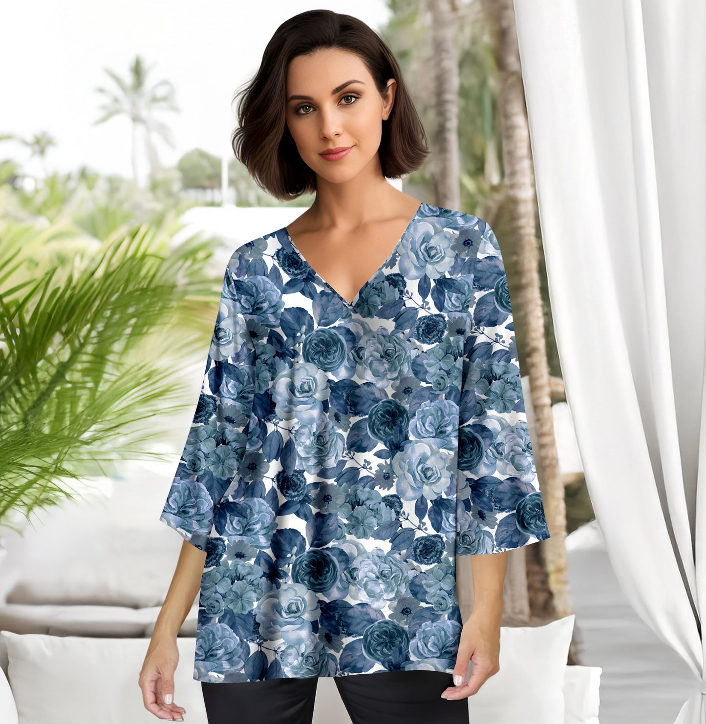 Blue and White Floral-