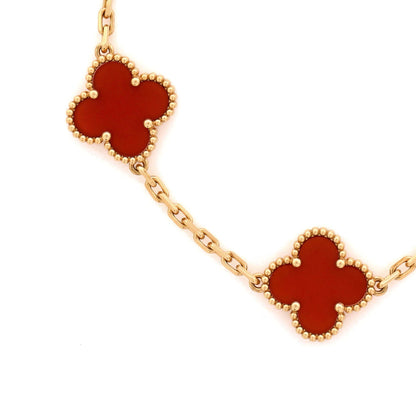 Vintage Alhambra 5 Motifs Bracelet 18K Yellow Gold and Carnelian