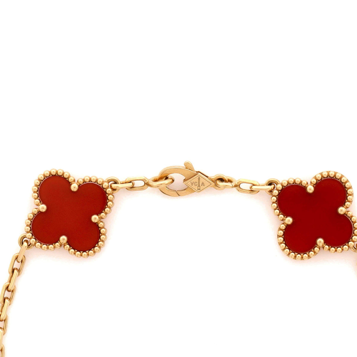 Vintage Alhambra 5 Motifs Bracelet 18K Yellow Gold and Carnelian