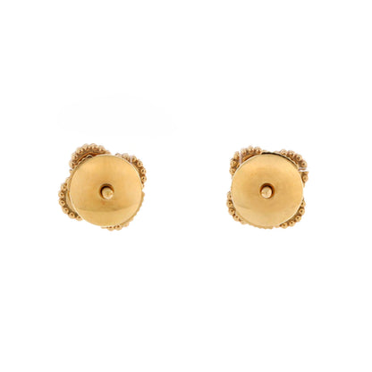 Sweet Alhambra Stud Earrings 18K Yellow Gold and Onyx