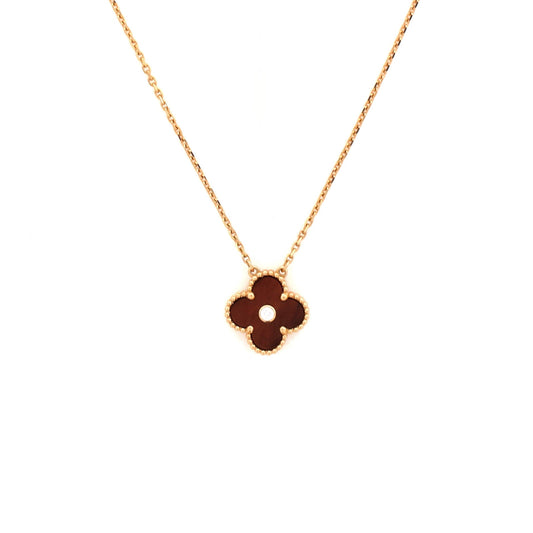 Vintage Alhambra Pendant Necklace 18K Rose Gold and Bull's Eye with Diamond