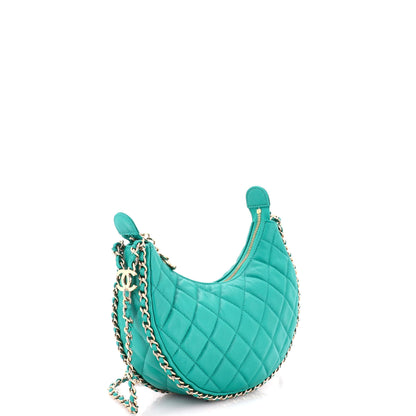 Chain Around Hook Hobo Quilted Lambskin Small