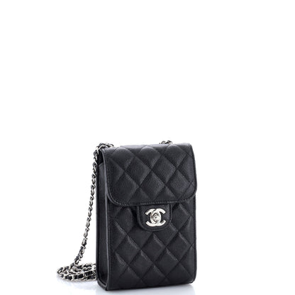 CC Flap Phone Holder Crossbody Bag Quilted Caviar