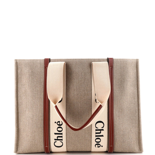 Woody Tote Canvas with Leather Large