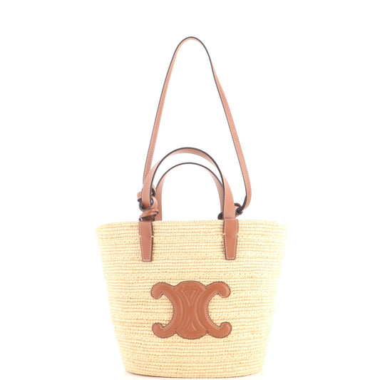 Classic Panier Tote Raffia and Leather Teen