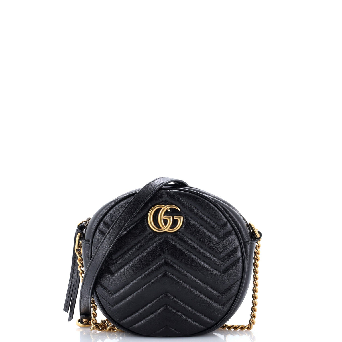 GG Marmont Round Shoulder Bag Matelasse Leather Mini