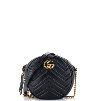GG Marmont Round Shoulder Bag Matelasse Leather Mini