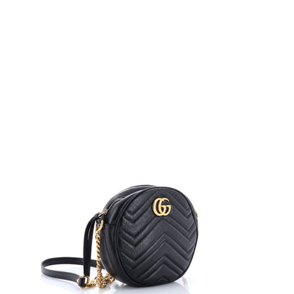 GG Marmont Round Shoulder Bag Matelasse Leather Mini