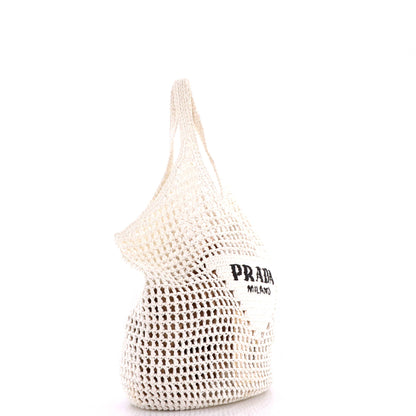 Triangle Logo Bucket Tote Raffia Small