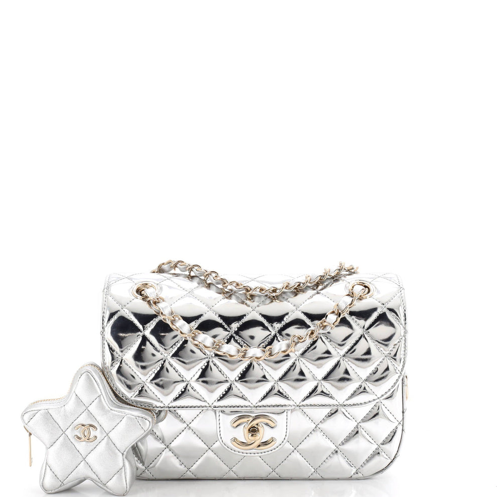 Hollywood Boulevard Flap Bag with Star Coin Purse Quilted Metallic Lea ...
