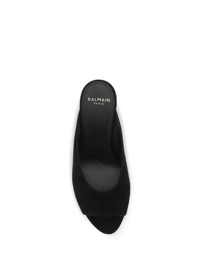 Mules Open-Toe Suede Black
