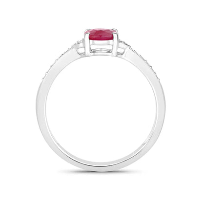 0.85 Ct Oval Pink Ruby Diamond Prong 10K Gold Pave Bridge Ring