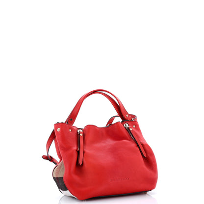 Maidstone Tote Leather and House Check Canvas Medium