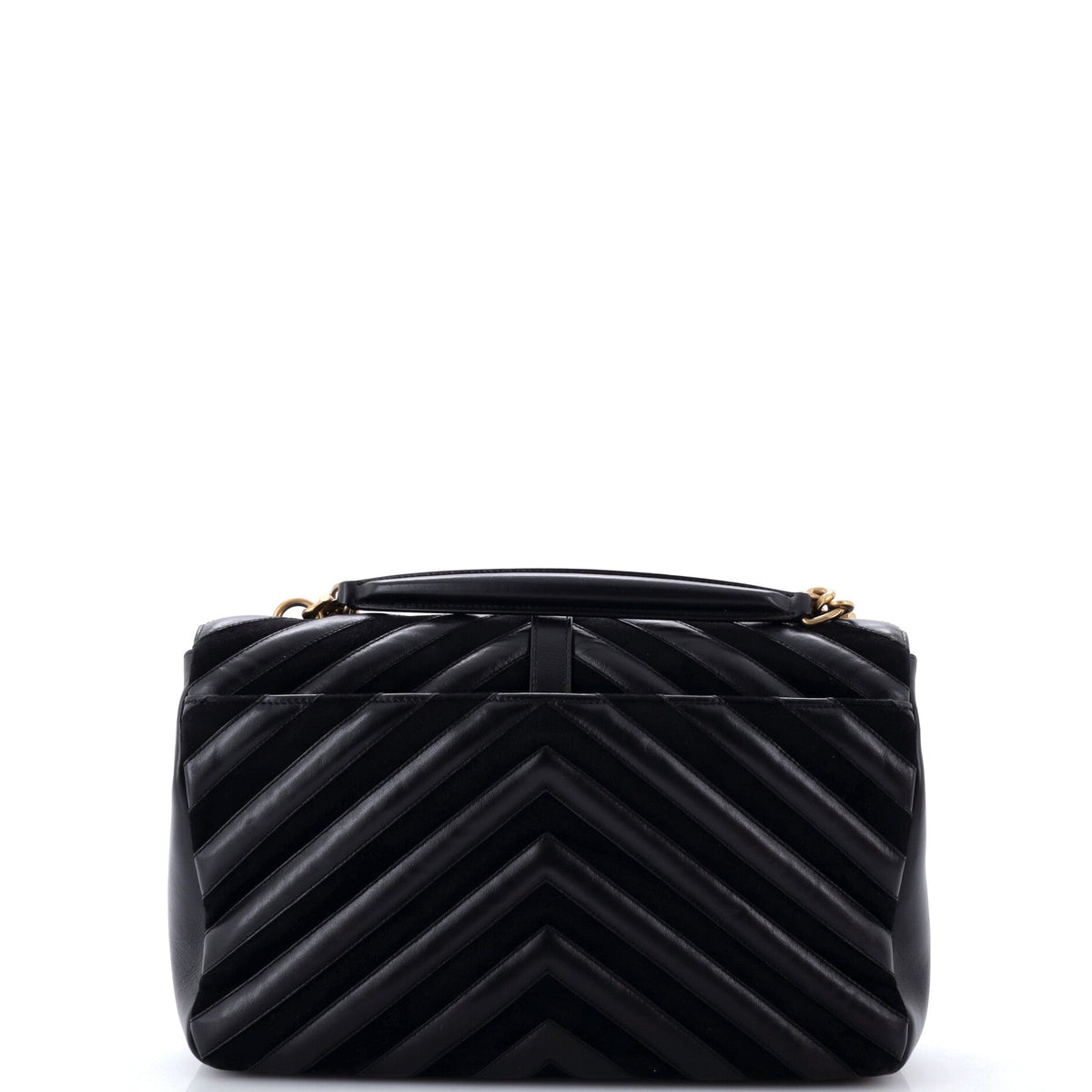 Classic Monogram College Bag Matelasse Chevron Leather and Suede Large
